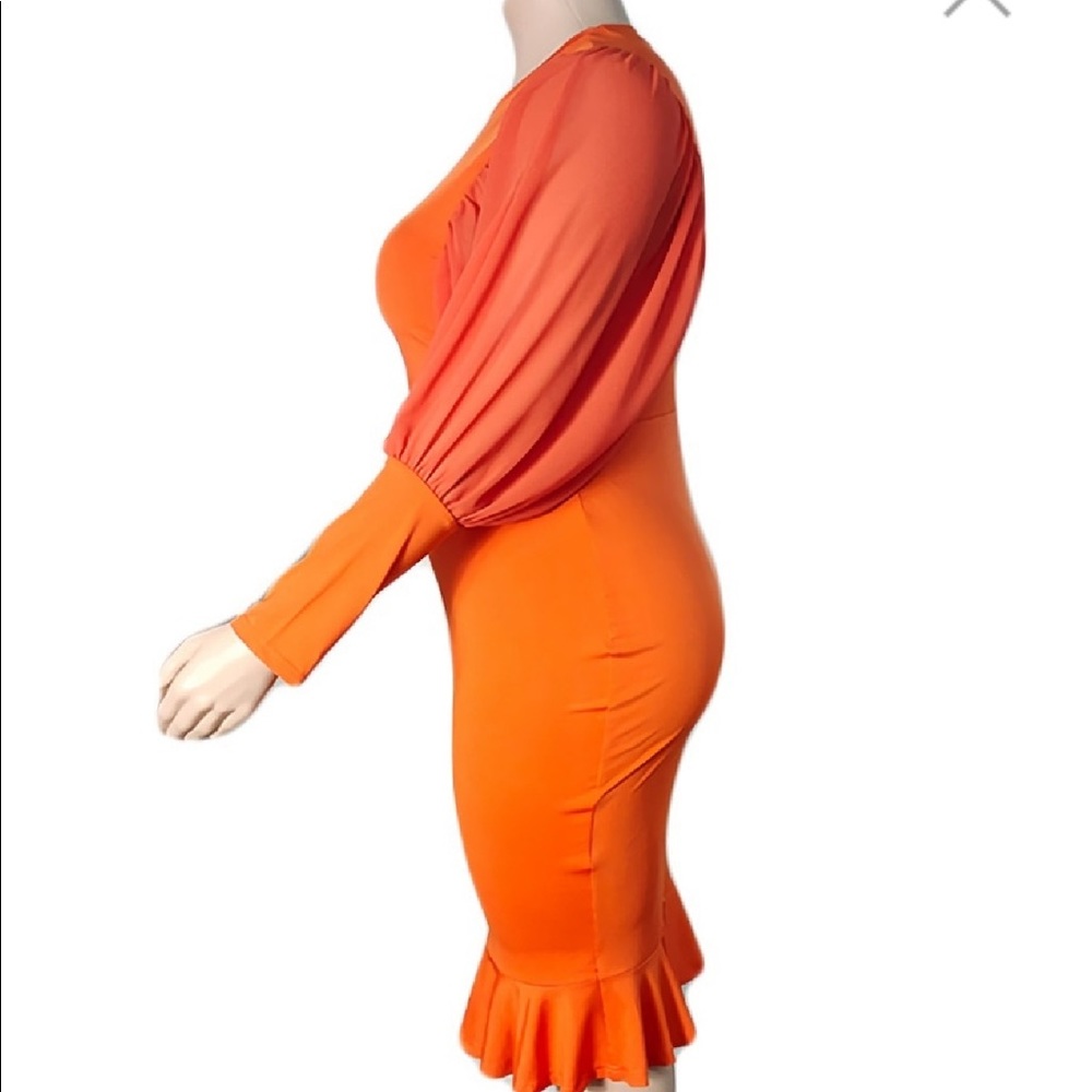 NEW‼️Plus Puff Sleeve Ruffle Dress - Picture 4 of 5